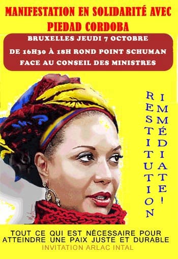 PIEDAD CÓRDOBA: Bélgica: Solidaridad con la senadora Piedad Córdoba y el pueblo de Colombia