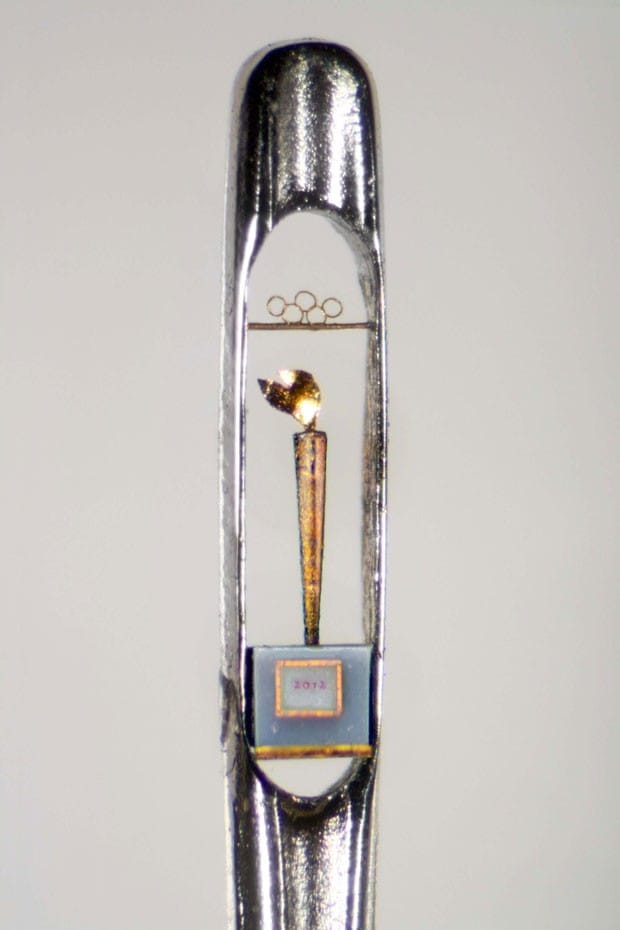 Londres 2012: Artista faz miniatura de tocha olímpica que cabe em buraco de agulha