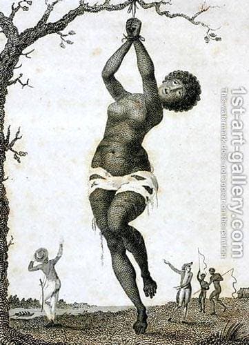 John Gabriel Stedman e um escravo, após a captura da aldeia de Gado Saby