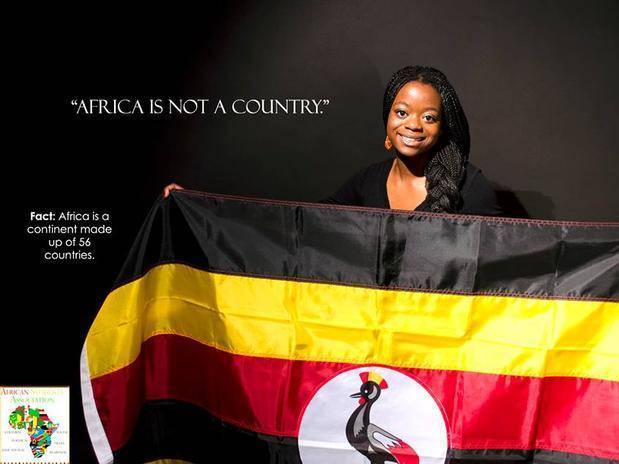 "África não é um país", diz a mensagem. "A África é um continente formado por 56 países