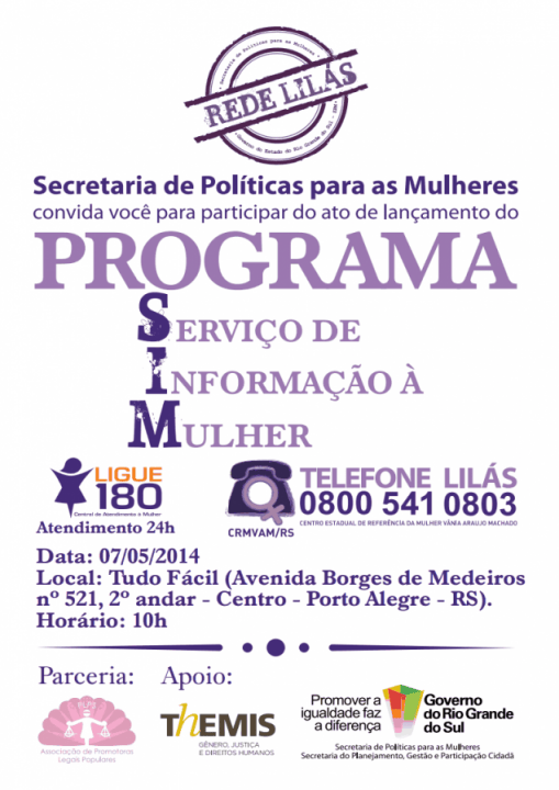Secretaria de Políticas para Mulher PROGRAMA SIM SERVIÇO DE INFORMAÇÃO À MULHER