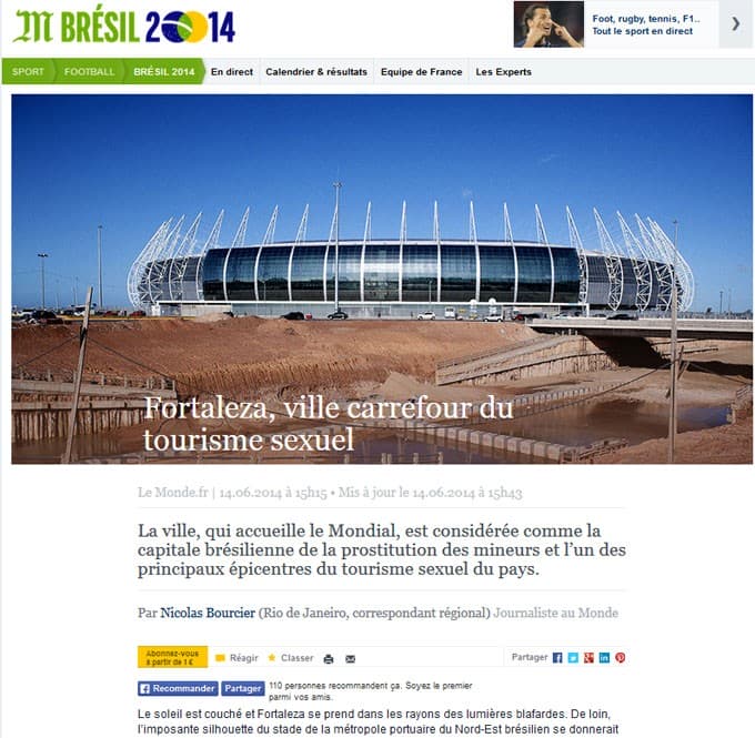 Reportagem do Le Monde destaca turismo sexual e prostituição infantil em Fortaleza