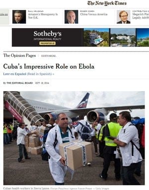 ‘New York Times’ elogia ajuda de Cuba no combate ao ebola