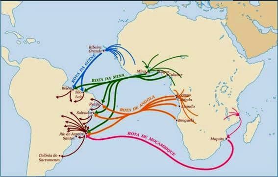 mapa rota dos escravos