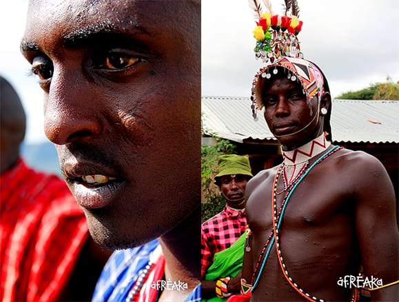 Escarificação Maasai (à esq.) e Escarificação na região do abdômen de guerreiro Samburu