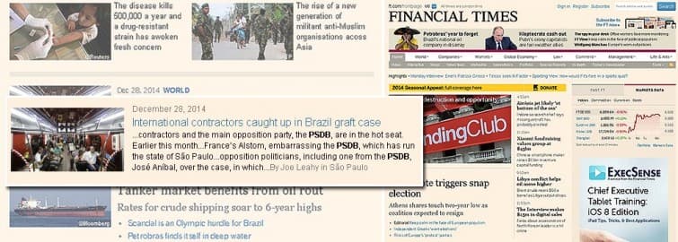 Financial Times: corrupção no Brasil inclui PSDB