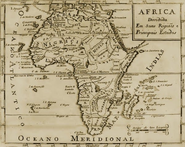 Africa dividida em suas regiões e principais Estados.