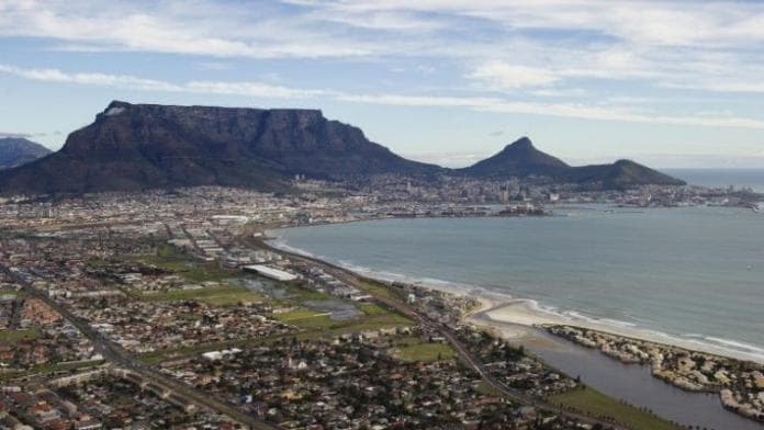 Vista da Cidade do Cabo, onde o navio naufragou