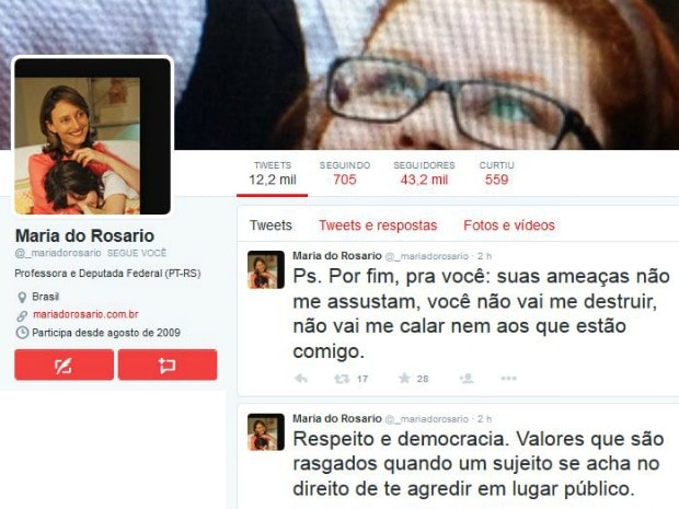 Maria do Rosário se manifestou na internet (Foto: Reprodução/Twitter)