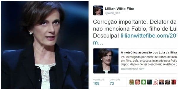 O pedido de ‘desculpa’ de Lilian Witte Fibe ao filho de Lula
