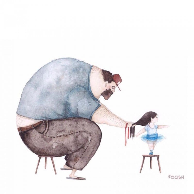 Paternidade ativa: ilustrações registram amor entre um pai e sua filha