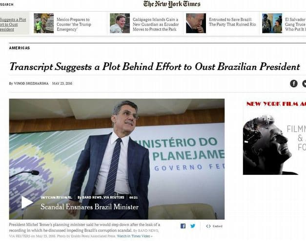 ‘NYT’: Transcrições expõem motivação e complô para derrubar presidente Dilma