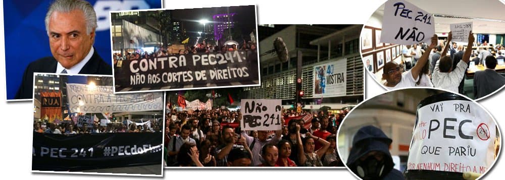 CUT/Vox Populi: 70% rejeitam PEC 241 no Brasil