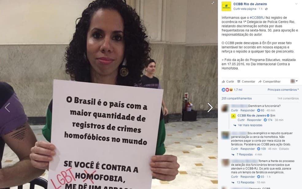 CCBB do Rio demite funcionária acusada por mulher de lesbofobia