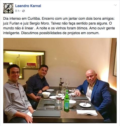 Karnal apaga post de jantar com Sergio Moro