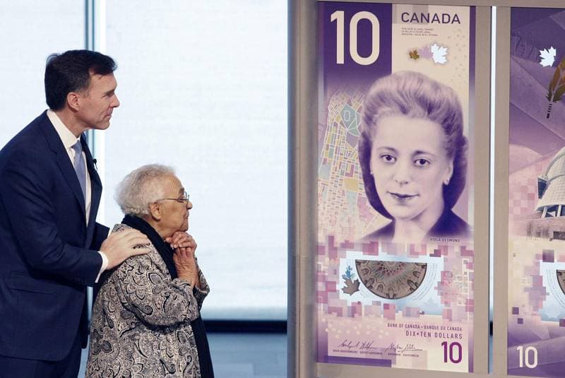 Ativista negra e Museu dos Direitos Humanos são celebrados na nova nota de 10 dólares canadenses