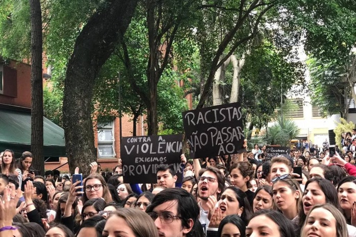 Protesto contra racismo no Mackenzie, em São Paulo, em 2018 - Coletivo AfroMack:Divulgação