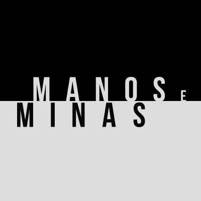 Logo do programa "Manos e Minas", o nome do programa em preto e branco 