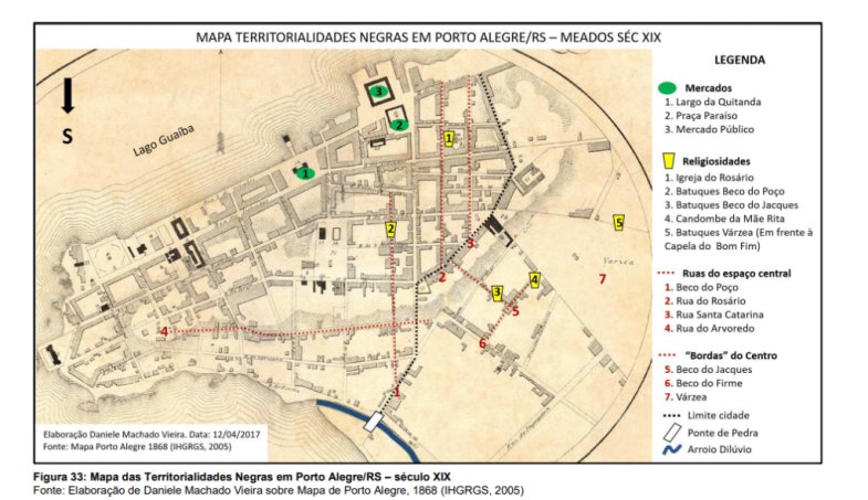 Mapa territorialidades negras em Porto Alegre/RS- Meados do século XIX