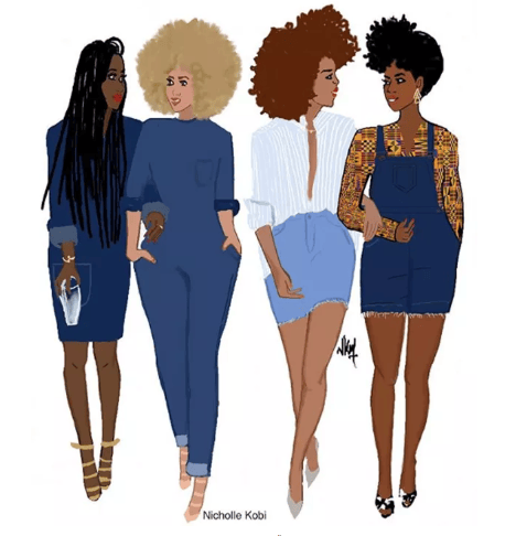 Ilustração com quatro mulheres negras 