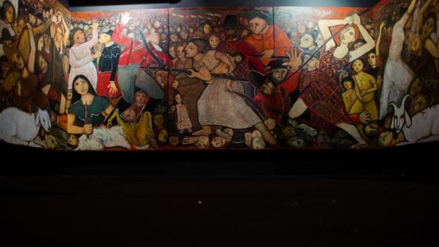 Painel completo da artista plástica Tereza Costa Rêgo retrata a batalha de Tejucupapo