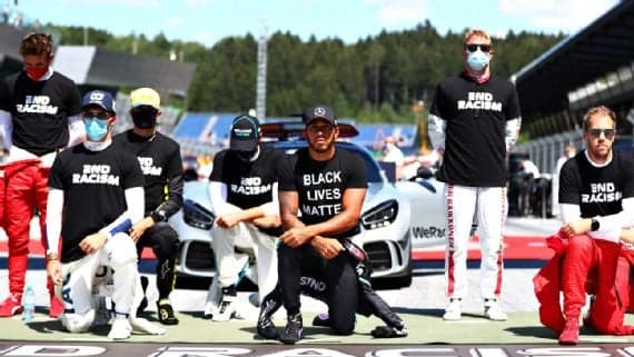 Fórmula 1: Pilotos protestam contra o racismo antes do GP da Áustria