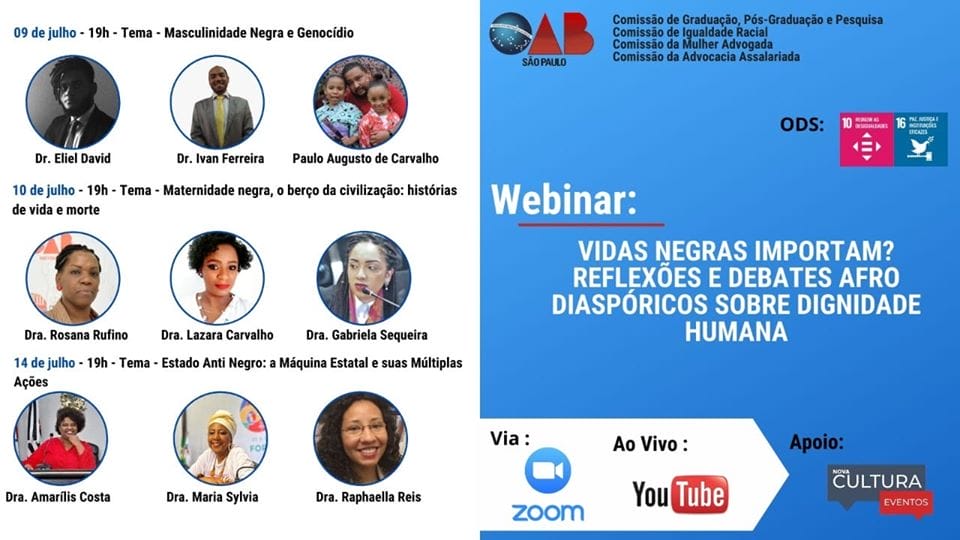 Webinar – Vidas negras importam? Reflexões e debates afro diaspóricos sobre dignidade humana
