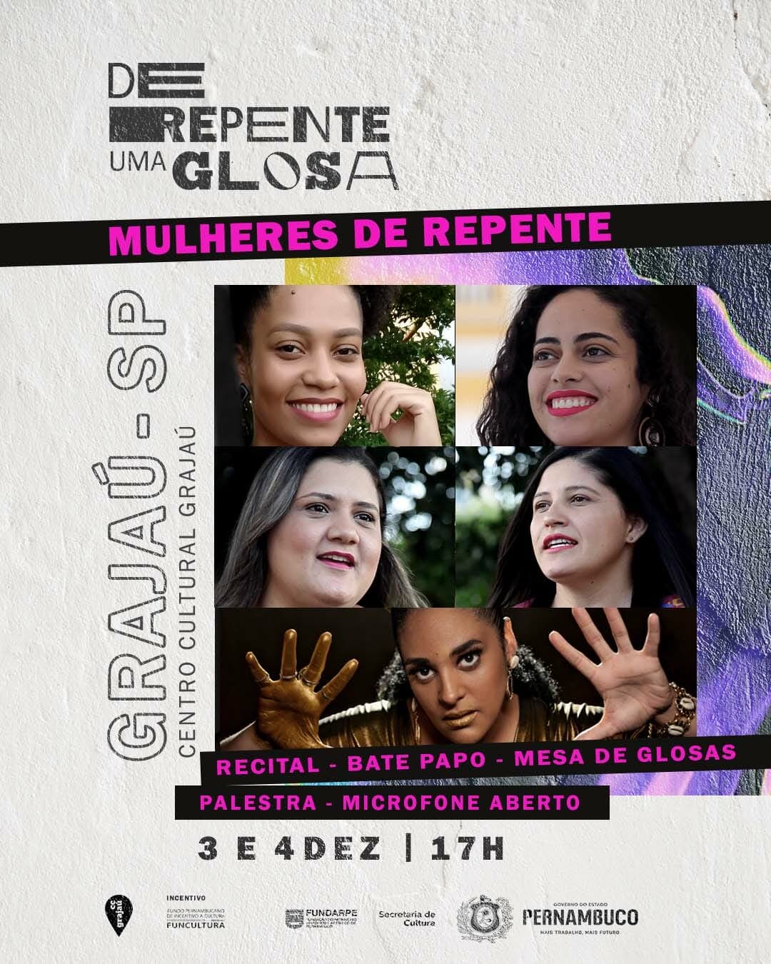 Mulheres repentistas do Pajeú, no Pernambuco, fazem espetáculo no Centro Cultural do Grajaú