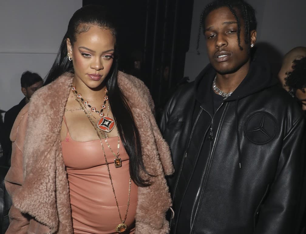 Rihanna e A$AP Rocky viram ‘casal real’ da semana de moda com barrigão, couro e até baby doll