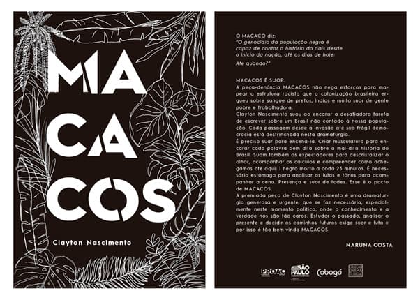 Dramaturgia de MACACOS, de Clayton Nascimento, é lançada como livro pela Cobogó no Centro Cultural São Paulo