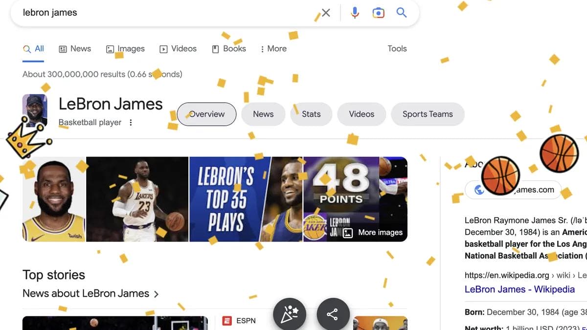 LeBron James recebe homenagem do Google por quebrar recorde de pontos na NBA